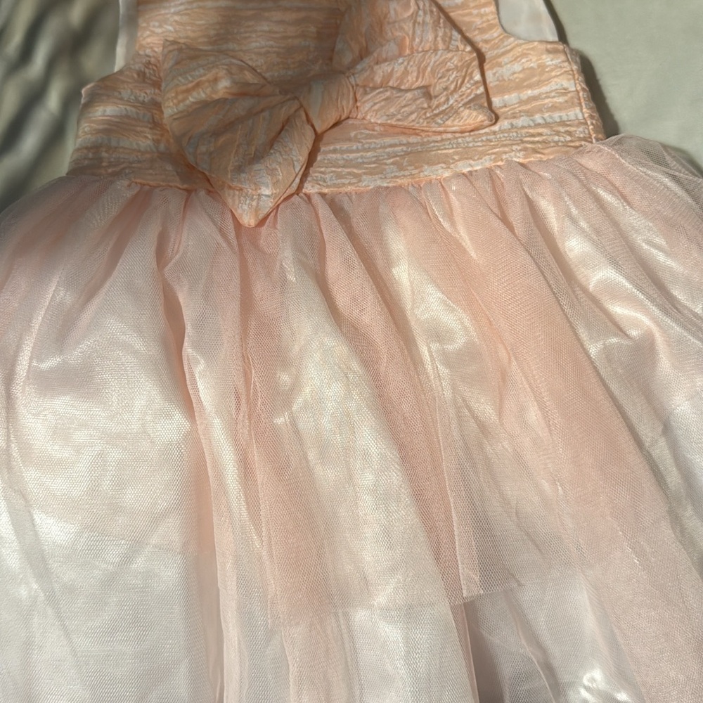 Peach Tulle Dress with Bow